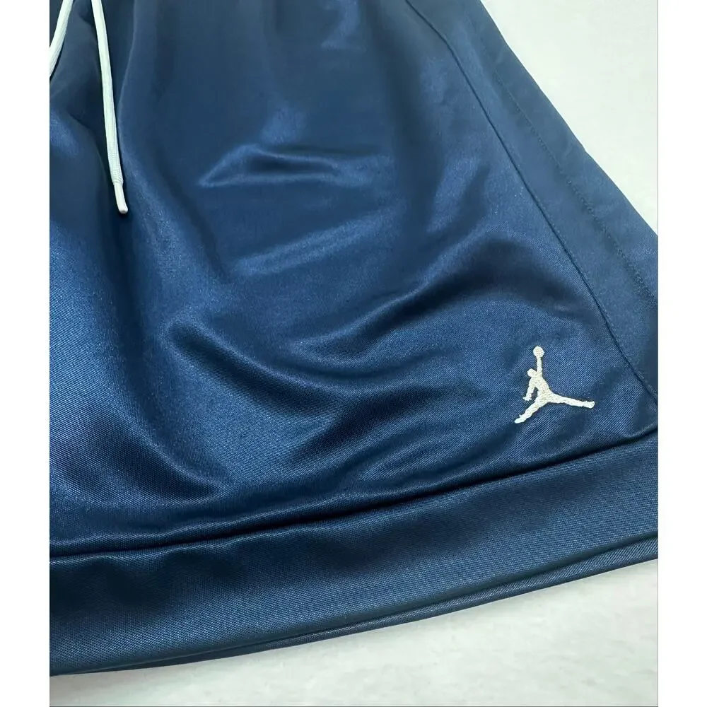 Vintage Jordan Navy Blue Basketball Shorts White L Logo Athletic Mesh Size Large